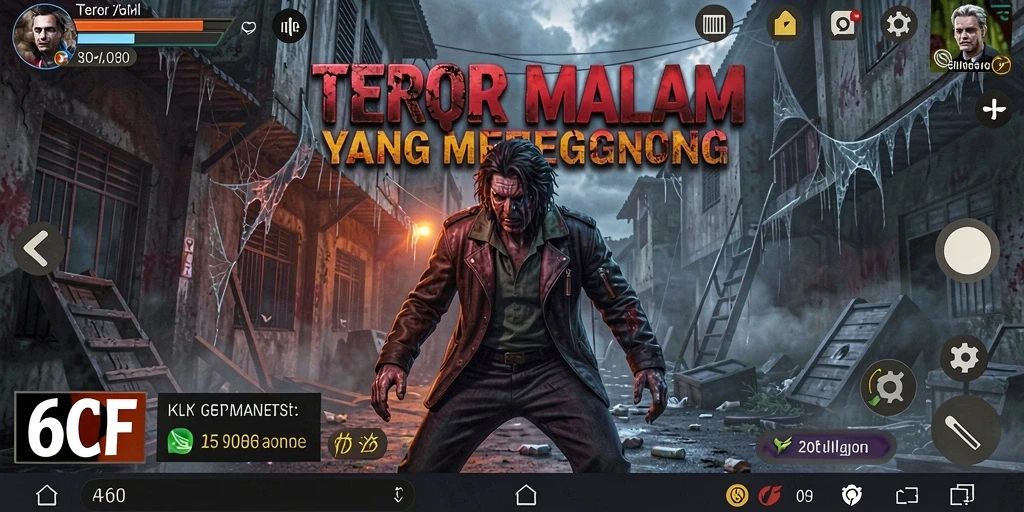 Screenshot gameplay 6CF menampilkan suasana horor yang mencekam.