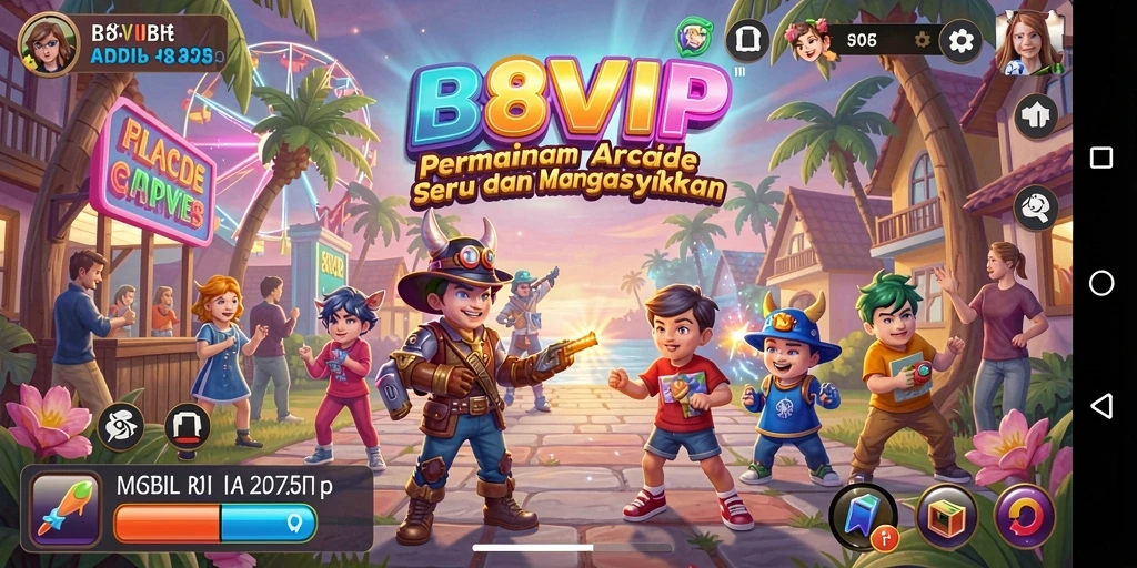 Screenshot utama B8VIP menampilkan gameplay Arcade yang mendebarkan.