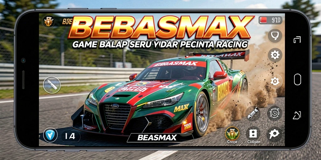 Tampilan gameplay balap seru dalam BEBASMAX dengan grafik yang memukau.