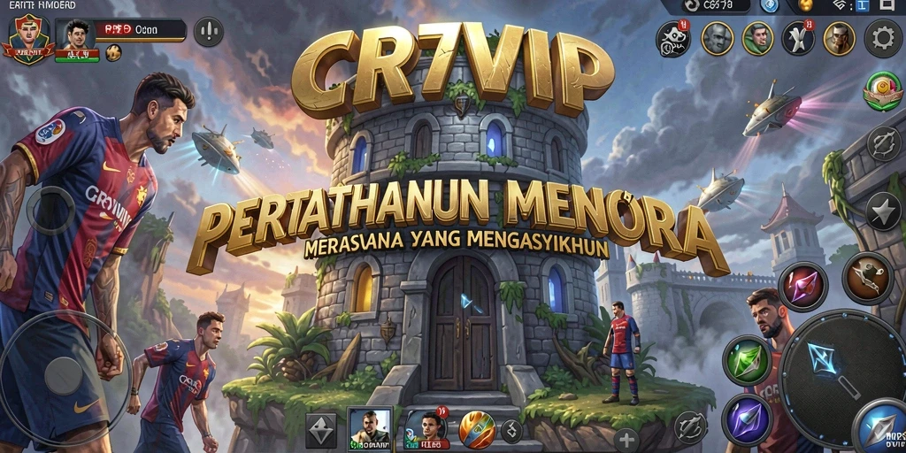 Screenshot gameplay CR7VIP yang menunjukkan aksi menara dalam bertahan.