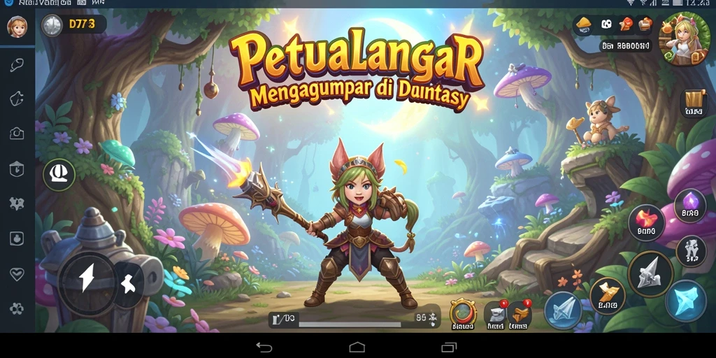 Screenshot D73 menampilkan karakter berpetualang di dunia penuh misteri.