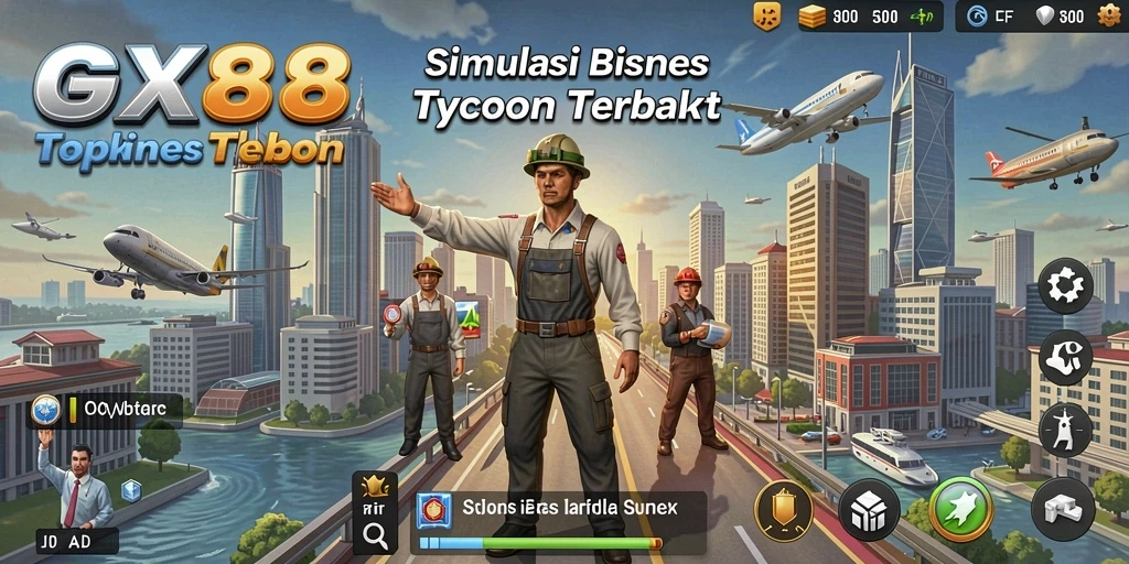Tampilan gameplay GX88 yang menarik dengan berbagai aspek manajemen bisnis.