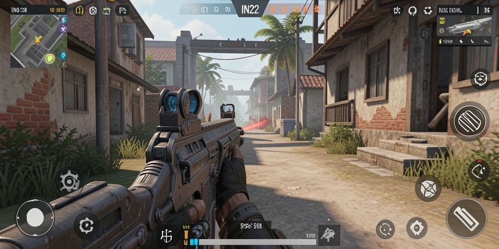 Screenshot game IN22 menampilkan aksi pertempuran yang mendebarkan.