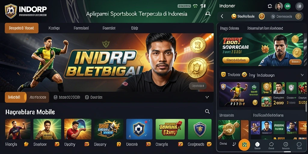 Tampilan layar utama INDORP dengan berbagai pilihan taruhan olahraga.
