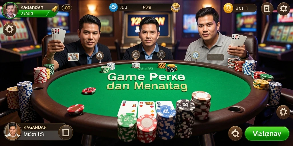 Tampilan gameplay KAGANDAN dengan suasana poker yang menarik.