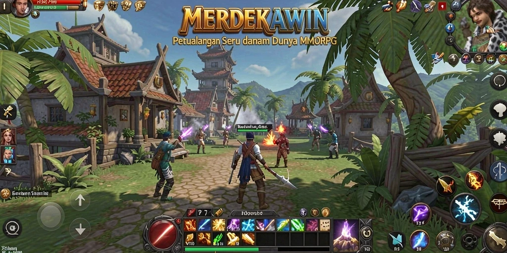 Gameplay seru di dunia fantasi MERDEKAWIN yang memukau.