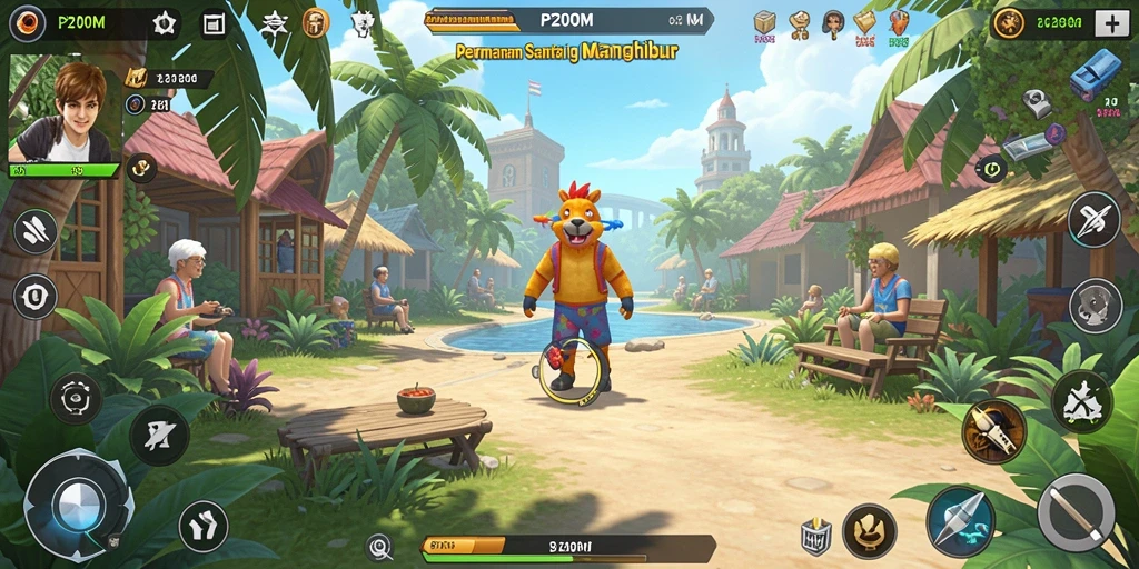 Screenshot menampilkan gameplay P200M yang santai dan menghibur.