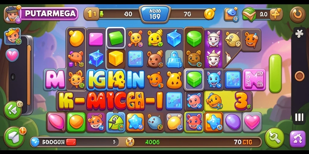 Tampilan gameplay PUTARMEGA yang seru dalam genre Match-3.