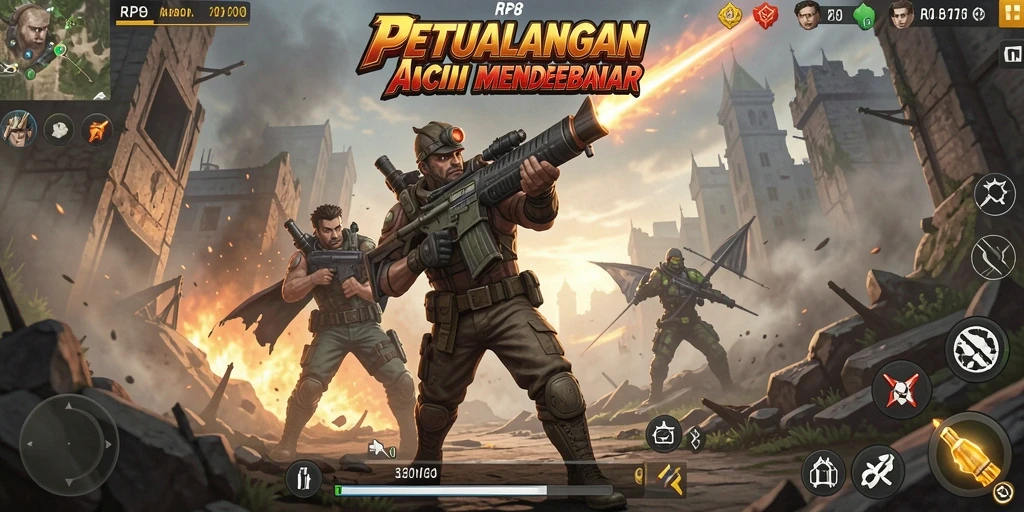 Tangkapan layar utama RP8 menampilkan aksi intens dalam pertempuran.