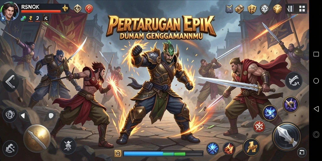 Tangkapan layar gameplay RSNOK menunjukkan aksi pertarungan yang intens.