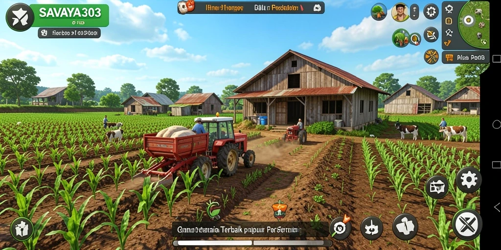 Gameplay SAVAYA303 menunjukkan aktivitas bertani yang mengasyikkan.