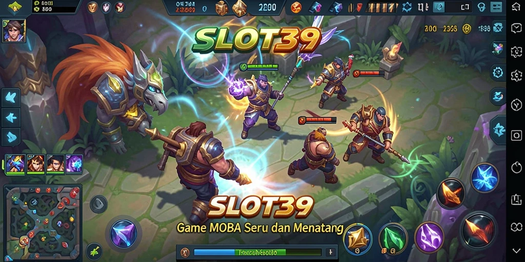 Tangkapan layar menampilkan pertempuran seru dalam game MOBA SLOT39.