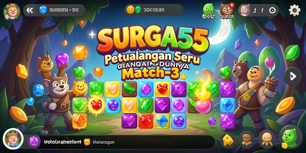 Gameplay seru dan menantang di SURGA55 dengan elemen Match-3.