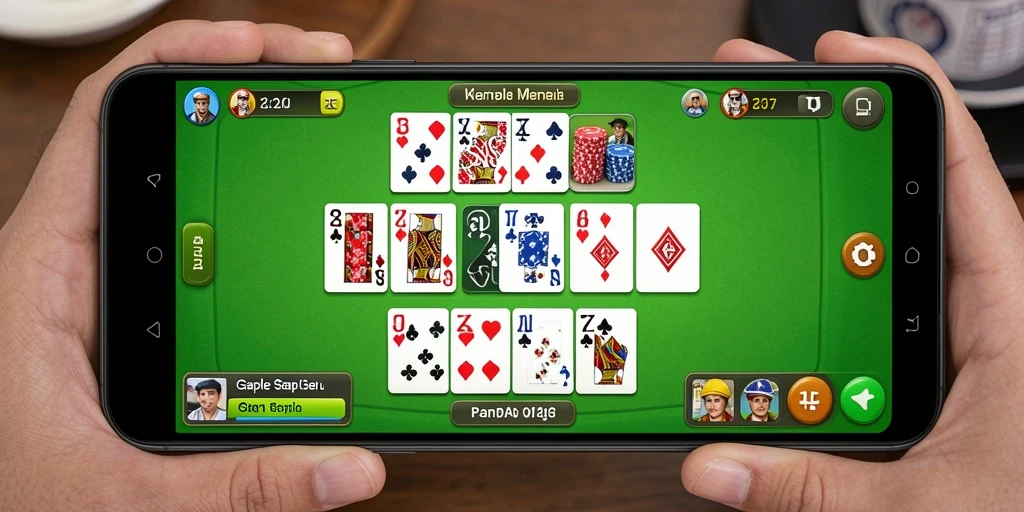 Screenshot gameplay T6 menampilkan suasana permainan Gaple yang seru.